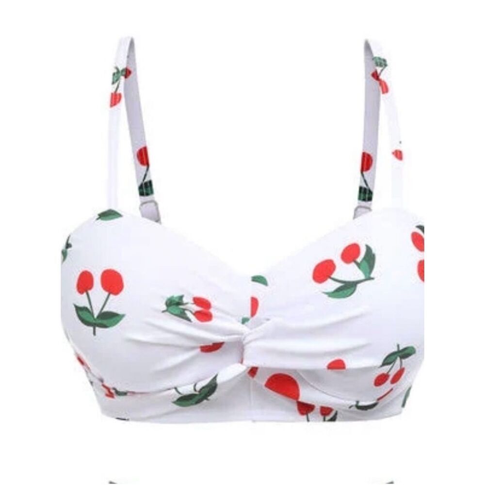 NWT Cherry-Print Twist Front Women's Bodysuit Top